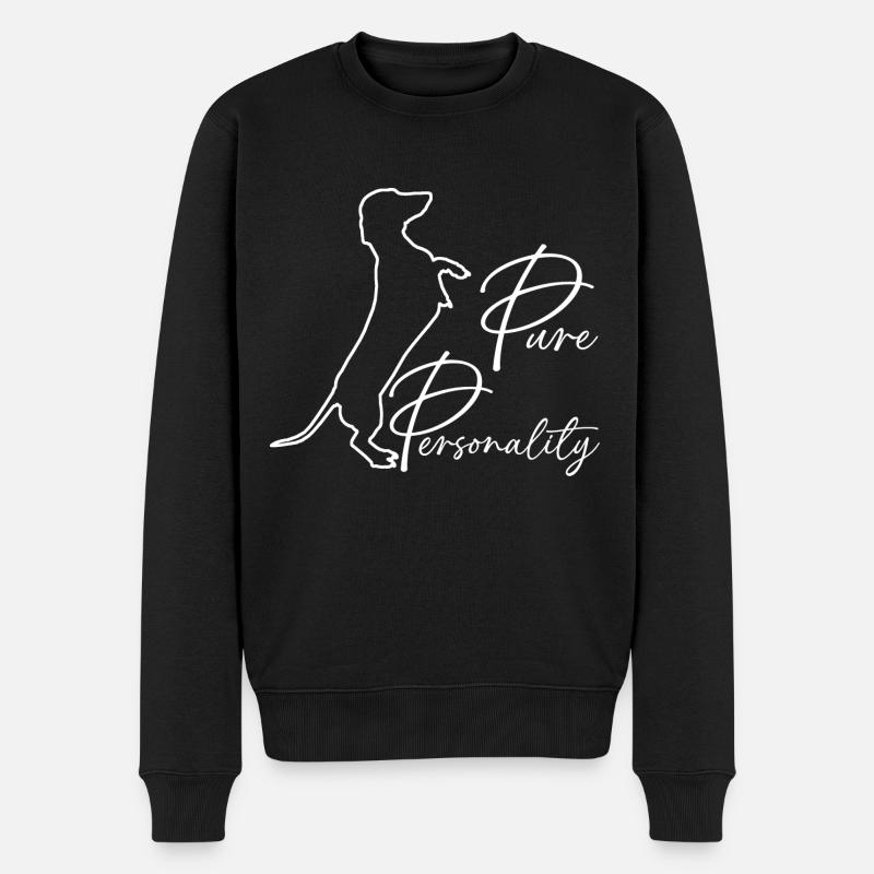 Mein Dackel pure Persönlichkeit mein Teckel - Männer Premium Bio Pullover - Schwarz