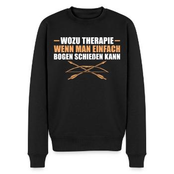 Wozu Therapie wenn man Bogenschießen kann - Männer Premium Bio Pullover - Schwarz - Vorne - Nico (187cm)
