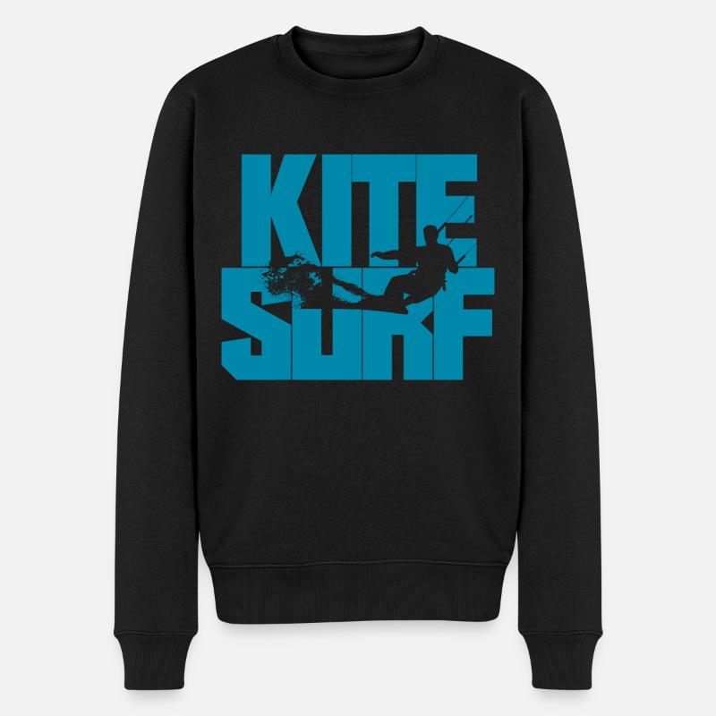 Kitesurfen Kiten Kiteboarding Kitesurfer Surfbrett - Männer Premium Bio Pullover - Schwarz