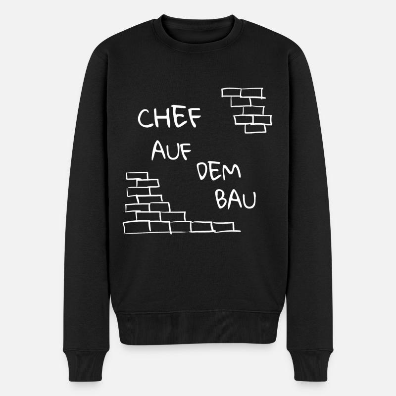 Bauherr, Haus bauen, schlicht, dezent, Spruch - Männer Premium Bio Pullover - Schwarz