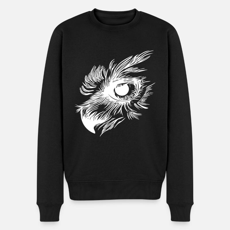 Eule Schnabel - Kauz Auge - Männer Premium Bio Pullover - Schwarz