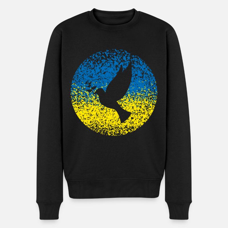 Ukraine Friedenstaube - Männer Premium Bio Pullover - Schwarz