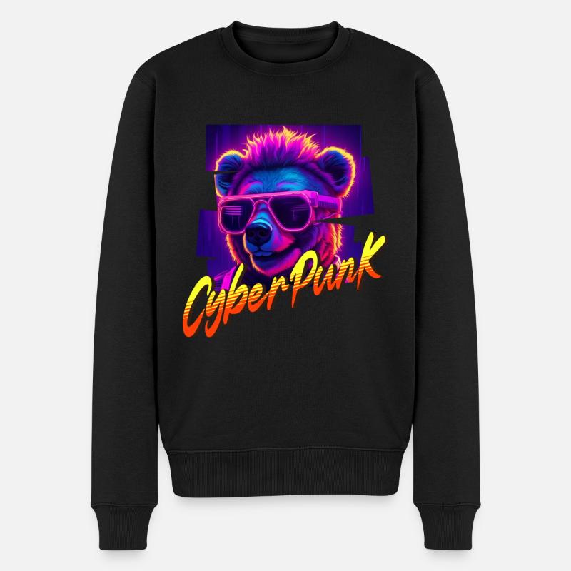 Ours Cyberpunk - Pull Premium bio Homme - noir