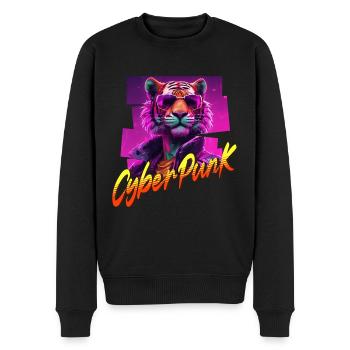 Tigre Cyberpunk - Pull Premium bio Homme - noir - Devant - Nico (187cm)