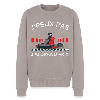 Ich kann nicht, ich habe ein Grand-Prix-Autorennen - Männer Premium Bio Pullover - Taupe - Vorne - Nico (187cm)