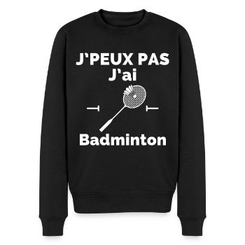 Ich kann nicht Badminton haben - Männer Premium Bio Pullover - Schwarz - Vorne - Nico (187cm)