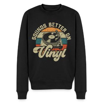 Schallplatte Vinyl Musik Plattenspieler retro - Männer Premium Bio Pullover - Schwarz - Vorne - Nico (187cm)
