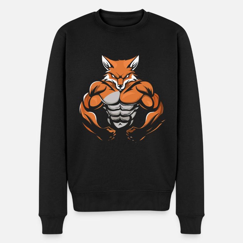 Fuchs Muskeln Bodybuilding - Männer Premium Bio Pullover - Schwarz