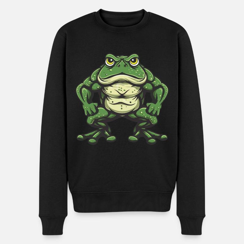 Frosch Muskeln Bodybuilding - Männer Premium Bio Pullover - Schwarz