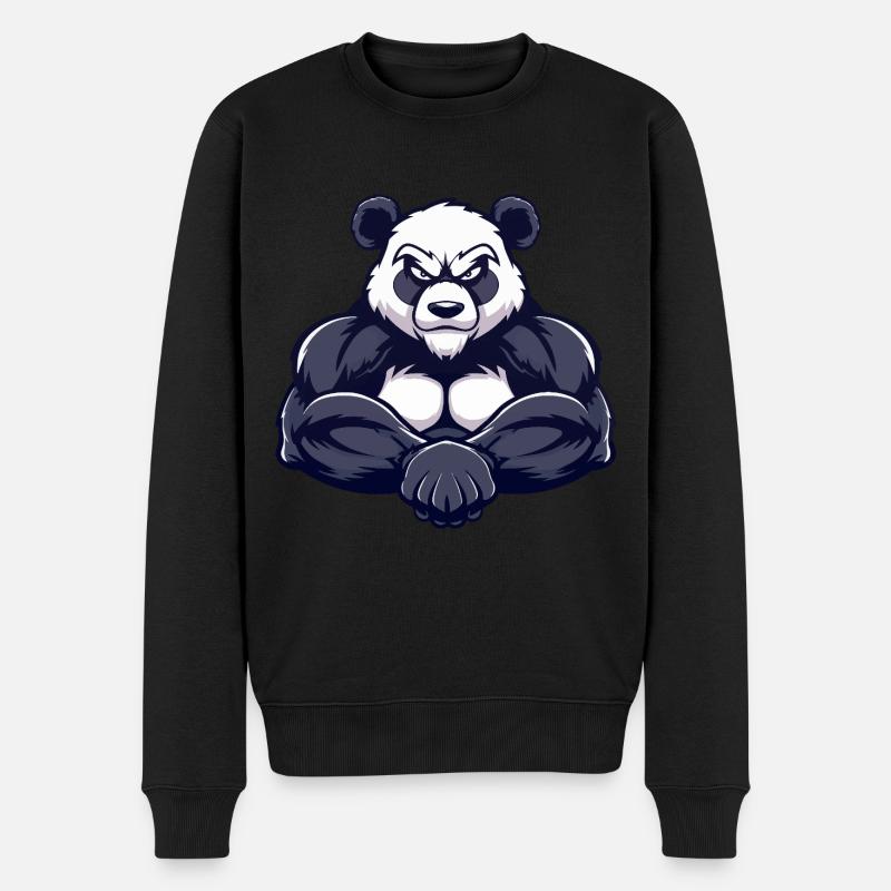 Panda Muscles Musculation - Pull Premium bio Homme - noir