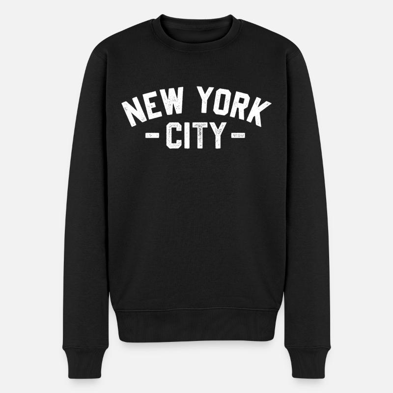 NEW YORK CITY VINTAGE STAMPED - Männer Premium Bio Pullover - Schwarz