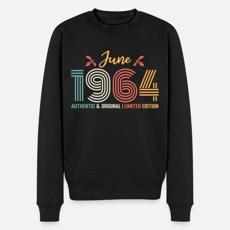Juni 1964 Geburtstag Juni 1964 Retro Juni - Männer Premium Bio Pullover - Schwarz