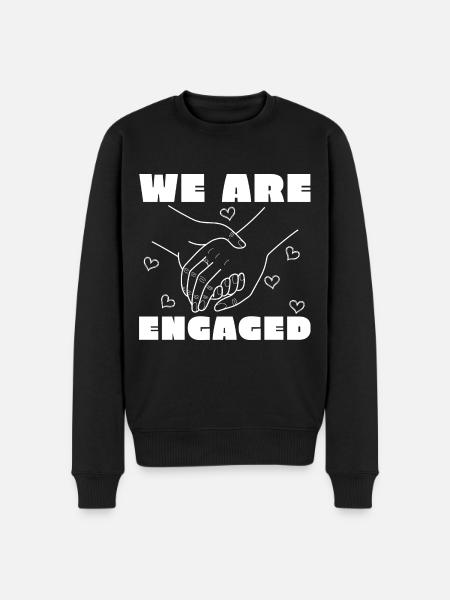 Wedding Proposal Couple Gift Engagement - Men's Premium Organic Jumper - black