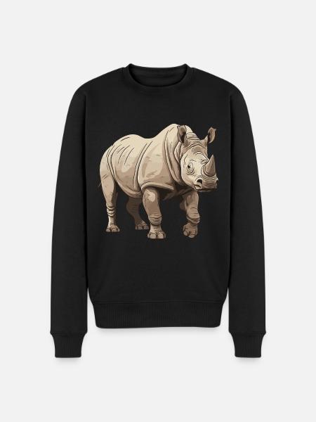 Nashorn Tier - Männer Premium Bio Pullover - Schwarz