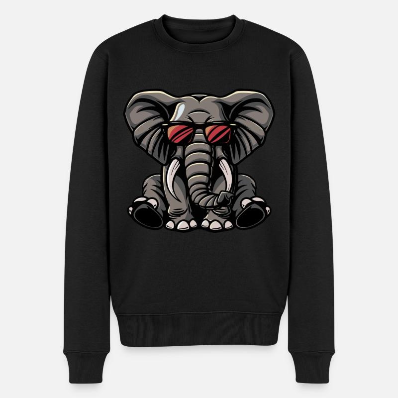 Éléphant Cool Animal - Pull Premium bio Homme - noir
