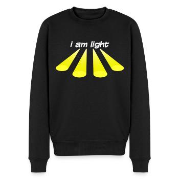 i am light - Männer Premium Bio Pullover - Schwarz - Vorne - Nico (187cm)