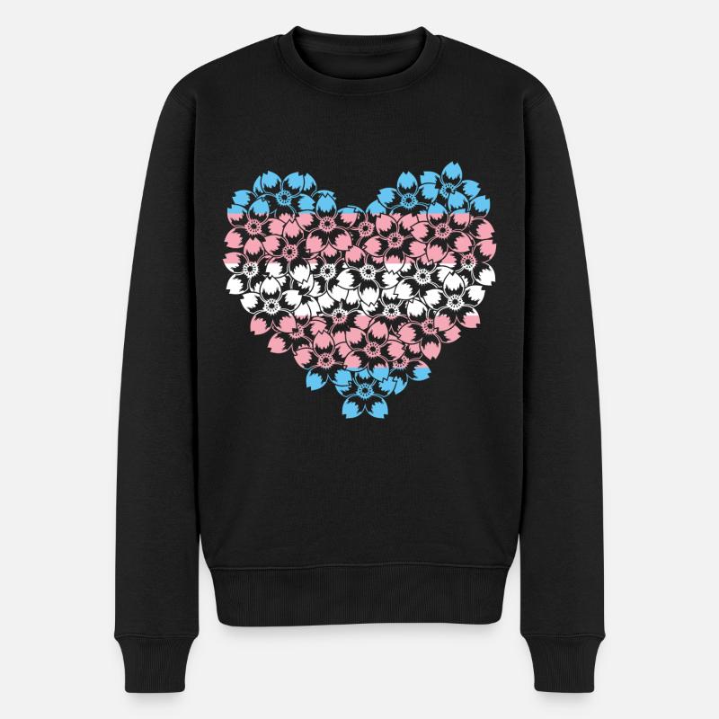 Trans Flagge Herz LGBT Transgender - Männer Premium Bio Pullover - Schwarz