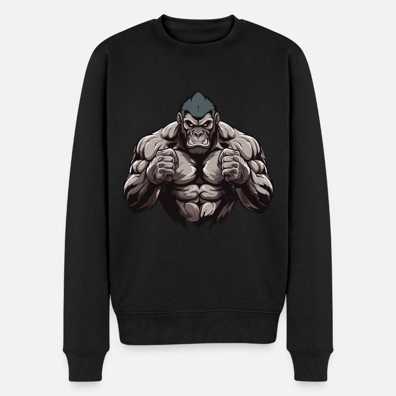 Gorilla Muskeln - Männer Premium Bio Pullover - Schwarz