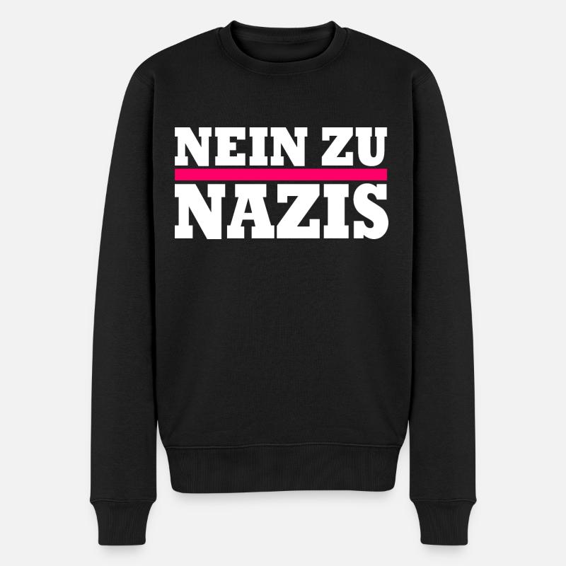 Nein zu nazis - Männer Premium Bio Pullover - Schwarz