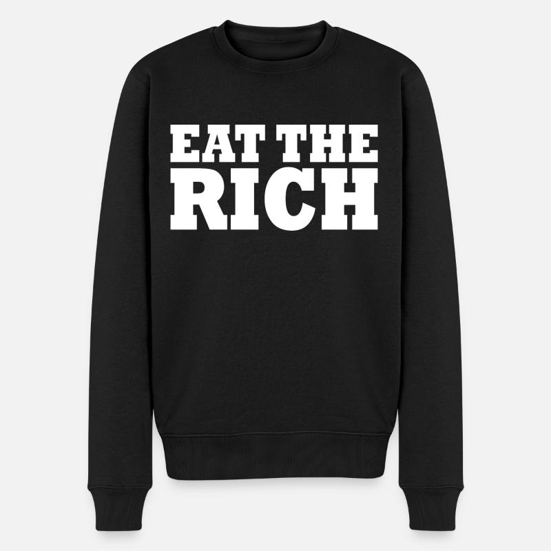 Eat the rich - Männer Premium Bio Pullover - Schwarz
