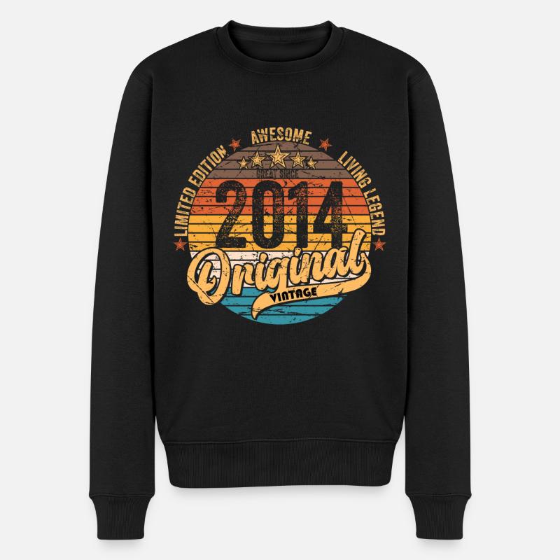 2014 Geburtstag geboren im Jahr 2014 Retro Vintage - Männer Premium Bio Pullover - Schwarz