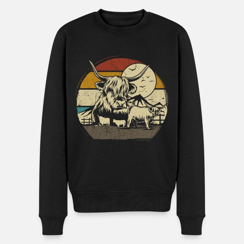 Highlander écossais Highland Cattle Highland - Pull Premium bio Homme - noir