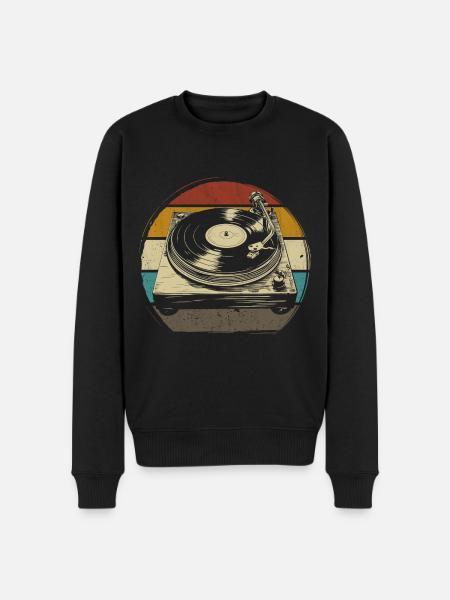 vinyl vinyl music turntable retro - Men's Premium Organic Jumper - black