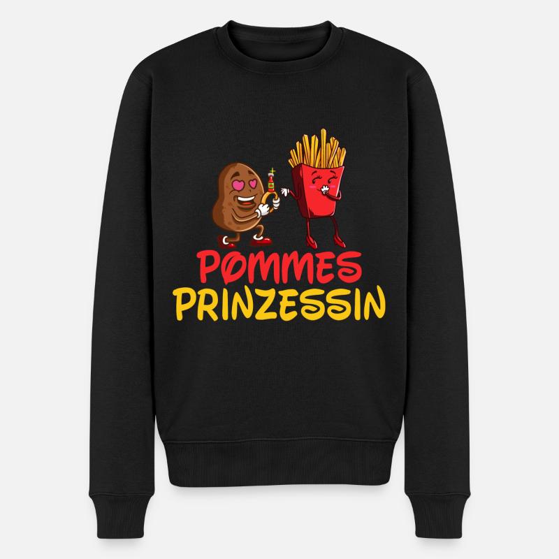 Pommes Prinzessin - Männer Premium Bio Pullover - Schwarz