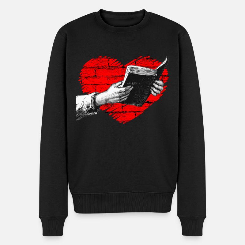 Lire des livres cœurs - Pull Premium bio Homme - noir
