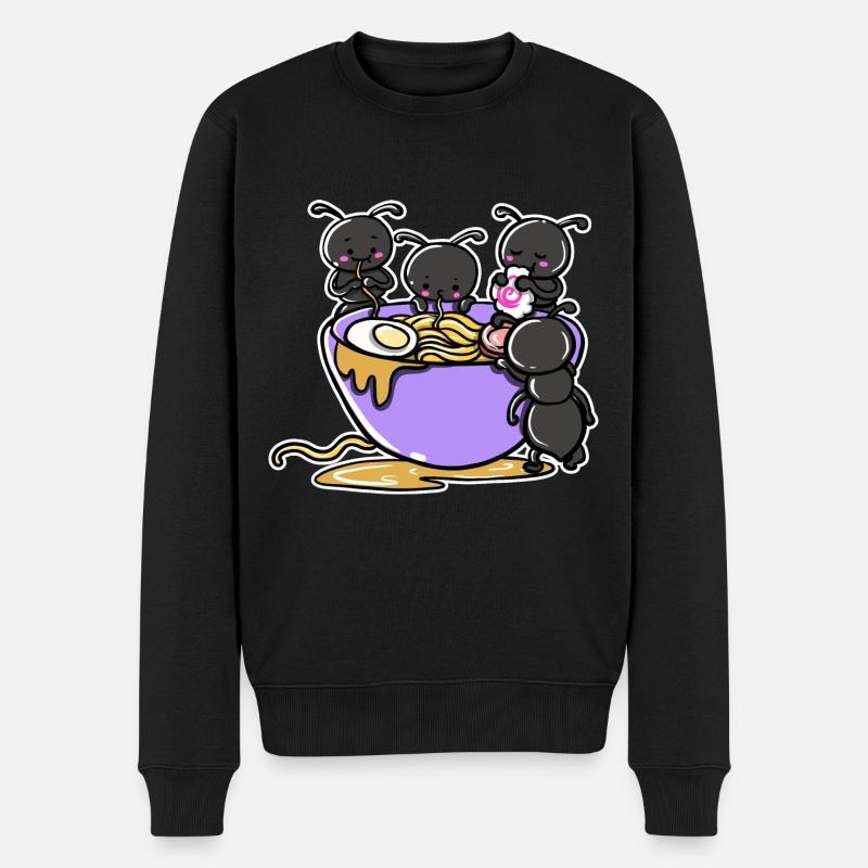 Süße Ameisen essen Ramen Suppe - Männer Premium Bio Pullover - Schwarz