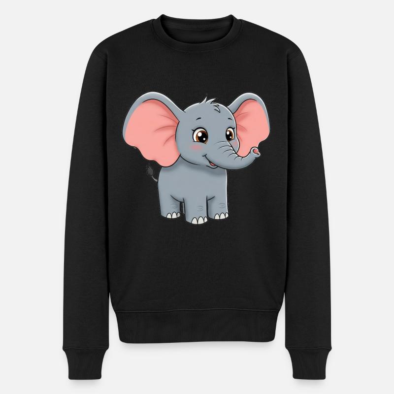 Tier Cartoon Elefant - Männer Premium Bio Pullover - Schwarz