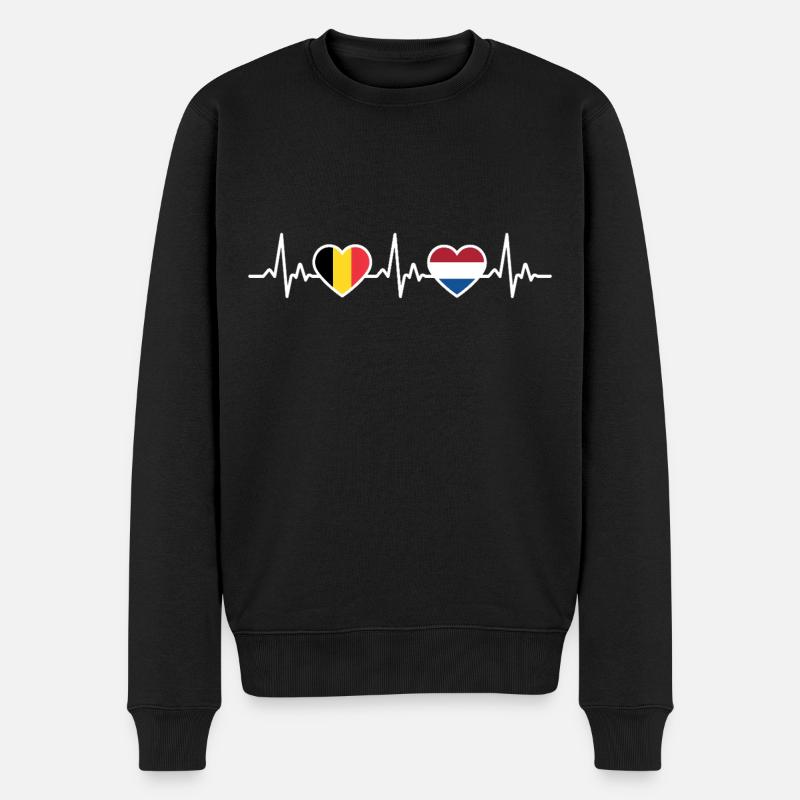Belgique Heartbeat Pays-Bas - Pull Premium bio Homme - noir