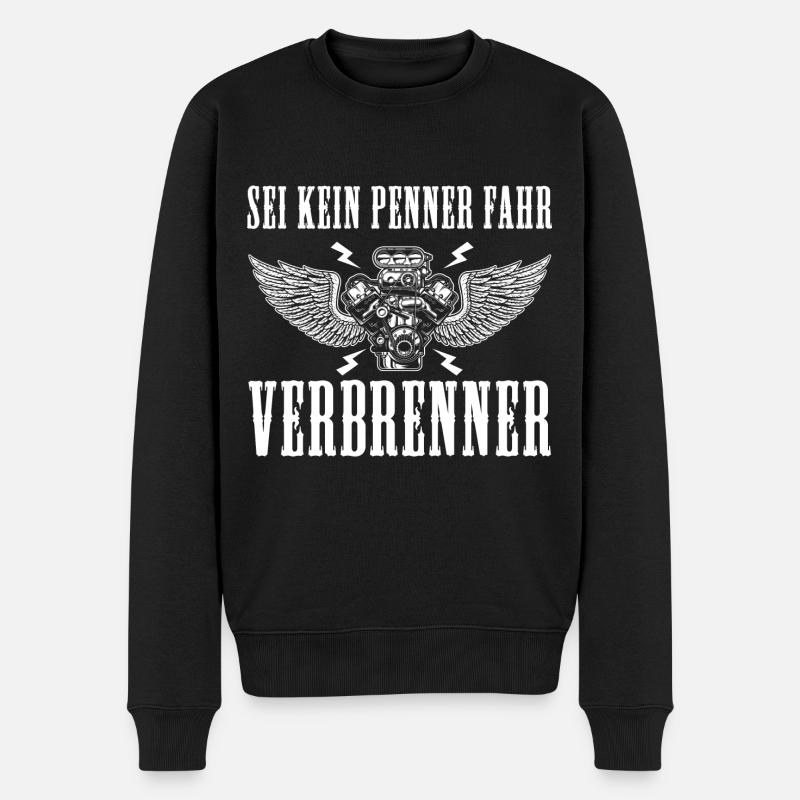 Sei kein Penner fahr Verbrenner Auto - Männer Premium Bio Pullover - Schwarz