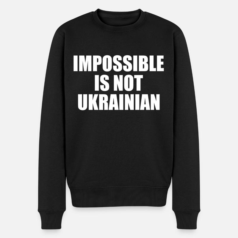 impossible is not ukrainian - ukraine - Männer Premium Bio Pullover - Schwarz