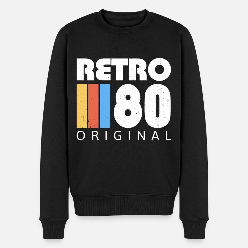1980 Geburtstag geboren im Jahr 1980 Retro Vintage - Männer Premium Bio Pullover - Schwarz