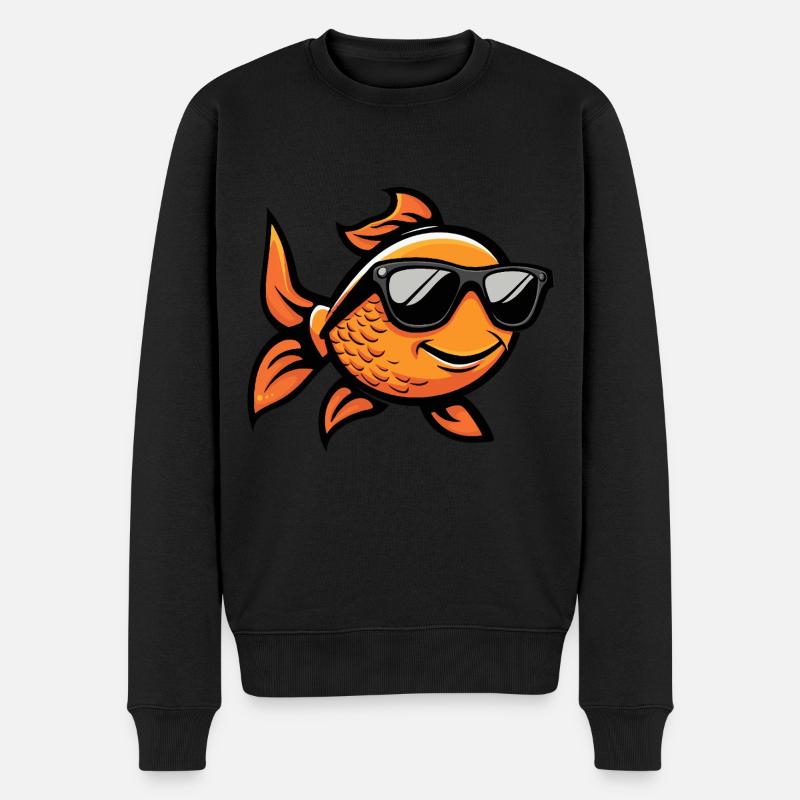 Goldfische Cool Tier - Männer Premium Bio Pullover - Schwarz