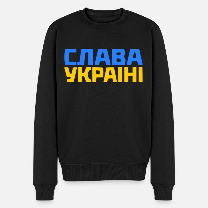 Slava ukraini - Männer Premium Bio Pullover - Schwarz