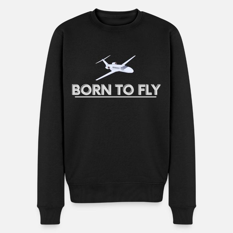 Né pour voler, avion - Pull Premium bio Homme - noir