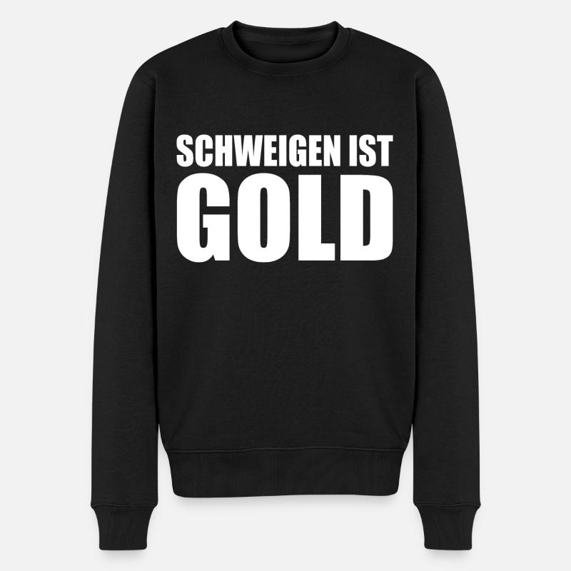 schweigen ist gold - Männer Premium Bio Pullover - Schwarz