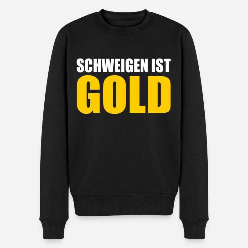 schweigen ist gold - Männer Premium Bio Pullover - Schwarz