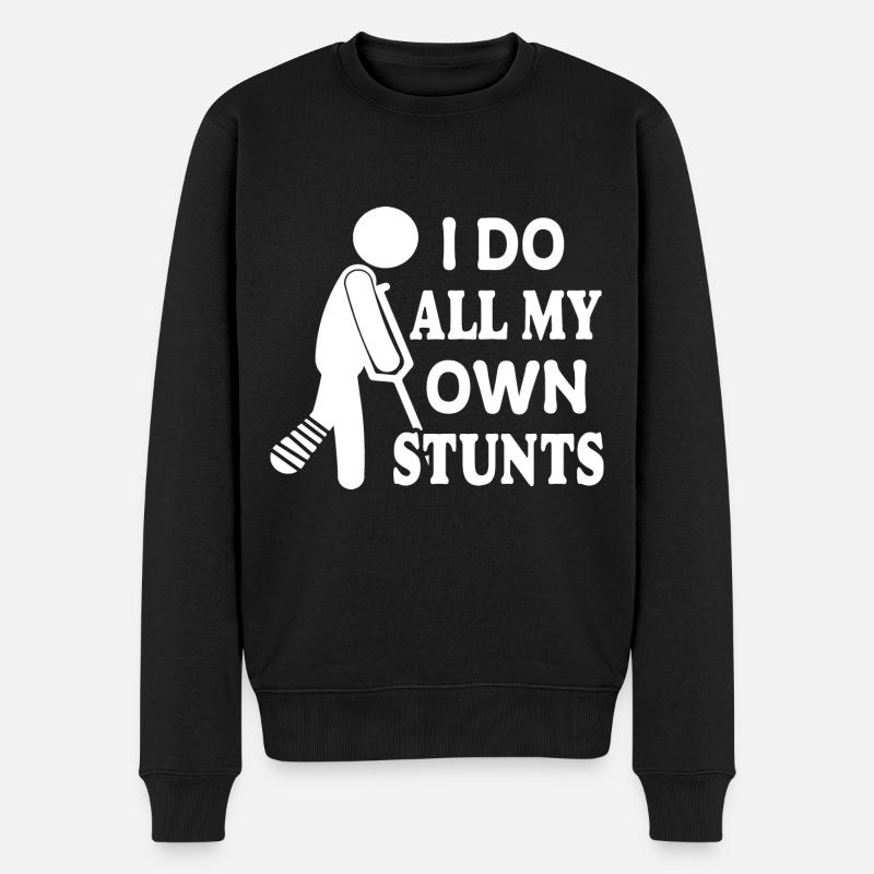 Ich mache meine Stunts selbst | Gute Besserung - Männer Premium Bio Pullover - Schwarz