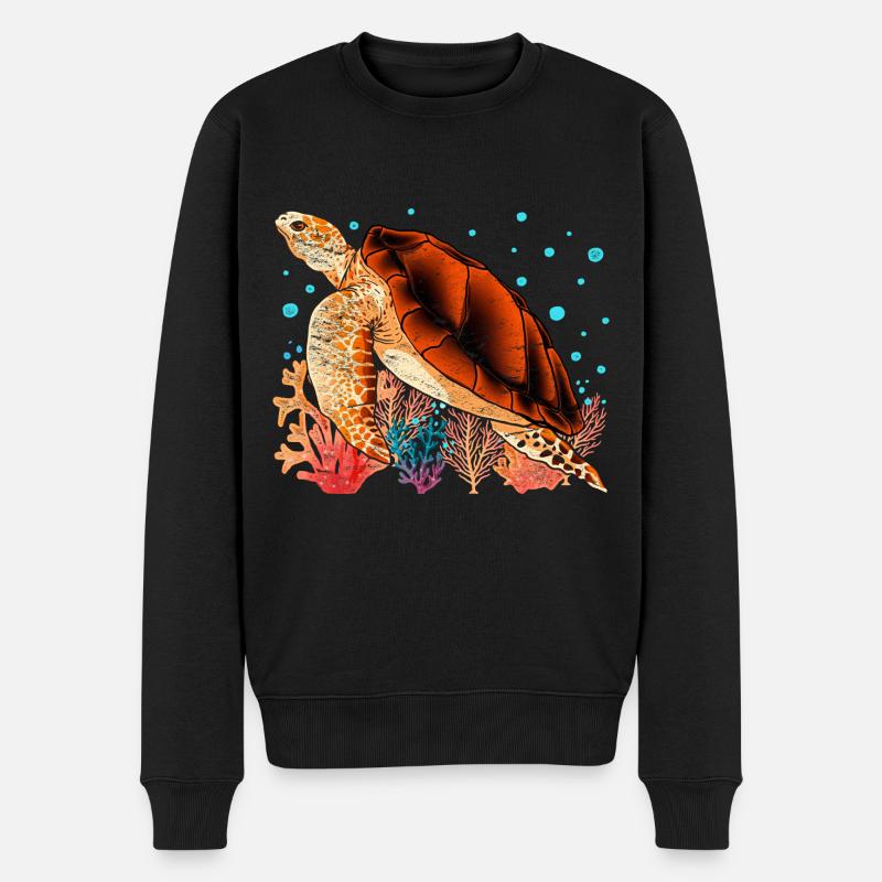 Ozean Tier Geschenk Farbenfrohes Schildkröte - Männer Premium Bio Pullover - Schwarz