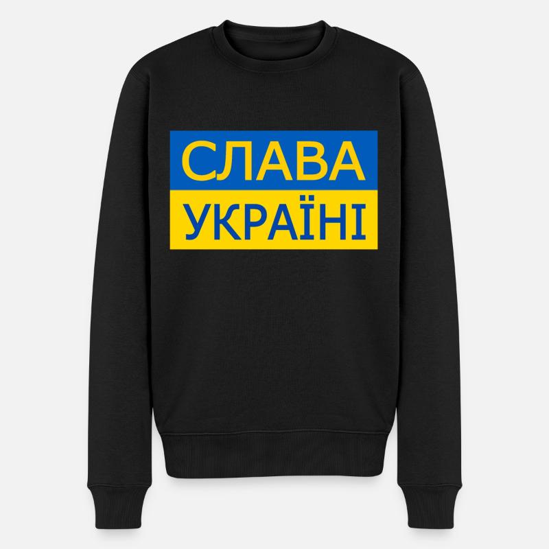 Slava ukraini - Männer Premium Bio Pullover - Schwarz