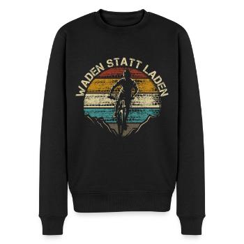 Waden Statt Laden Spruch Mountainbike - Männer Premium Bio Pullover - Schwarz - Vorne - Nico (187cm)