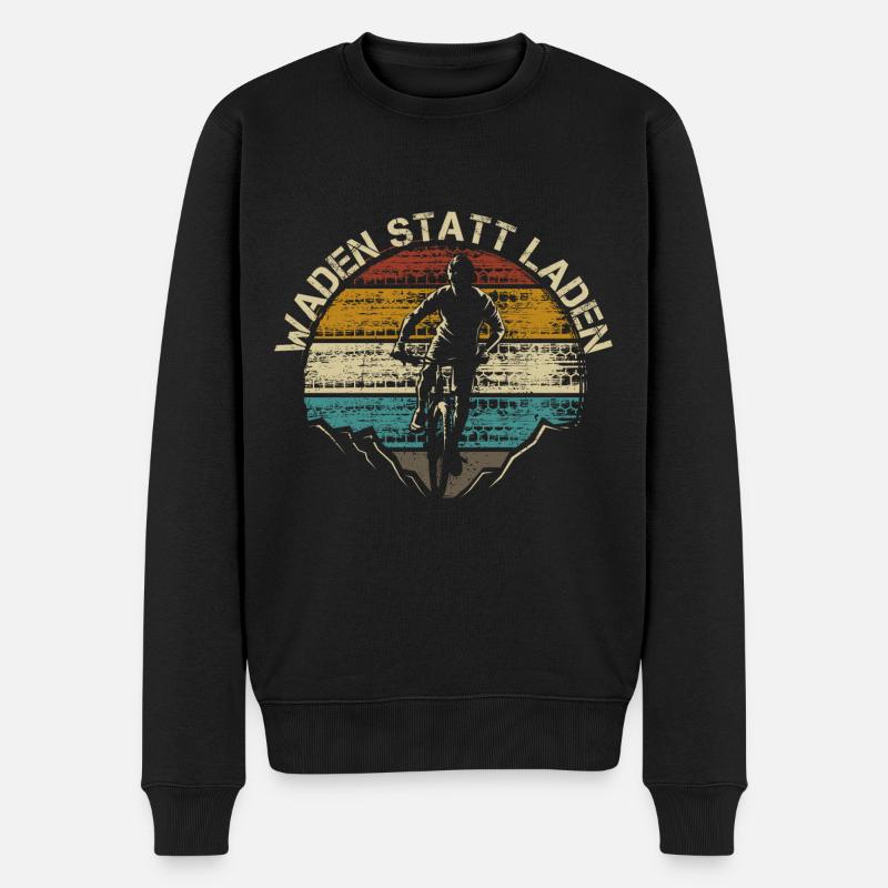 Waden Statt Laden Spruch Mountainbike - Männer Premium Bio Pullover - Schwarz