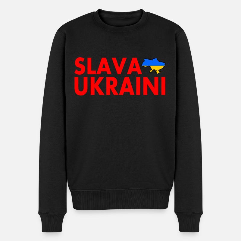 Slava ukraini - Männer Premium Bio Pullover - Schwarz