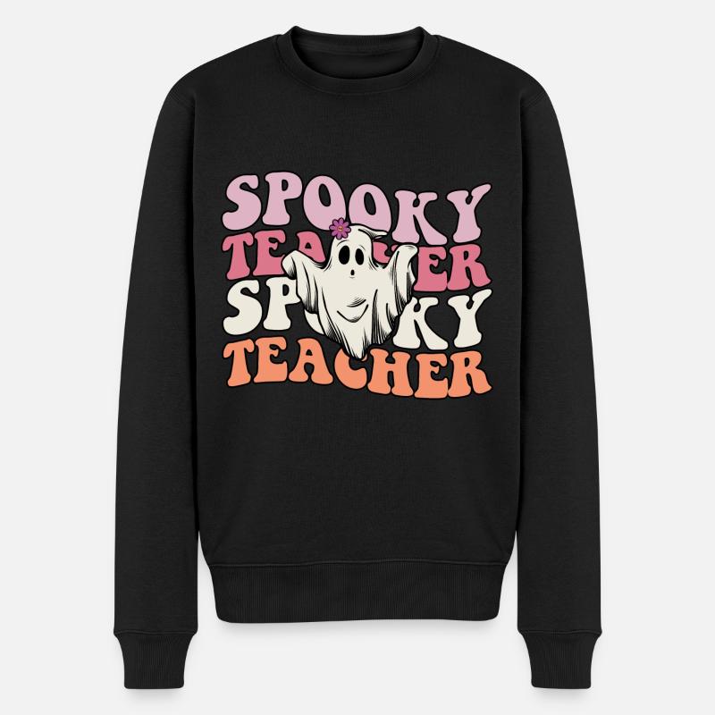 Lehrer Halloween Geist Spooky Teacher - Männer Premium Bio Pullover - Schwarz