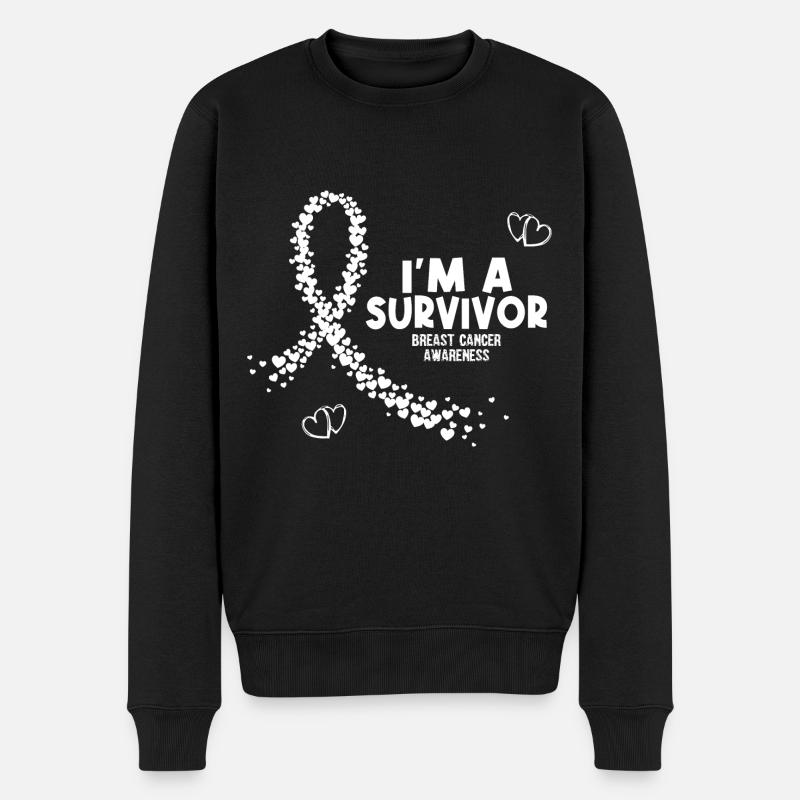 Ich bin ein Brustkrebs-Überlebender - Männer Premium Bio Pullover - Schwarz