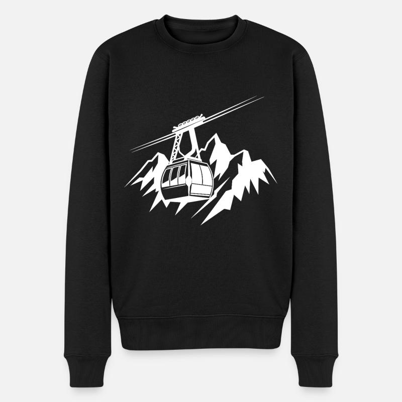 Gondel Berge Alpen Wandern Ski Symbol - Männer Premium Bio Pullover - Schwarz