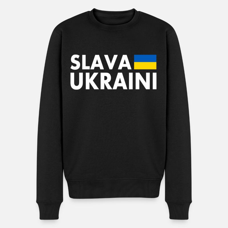 Slava ukraini - Männer Premium Bio Pullover - Schwarz